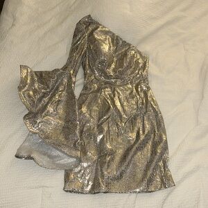 Silver and Gold Ashley Lauren Cocktail Dress NWOT